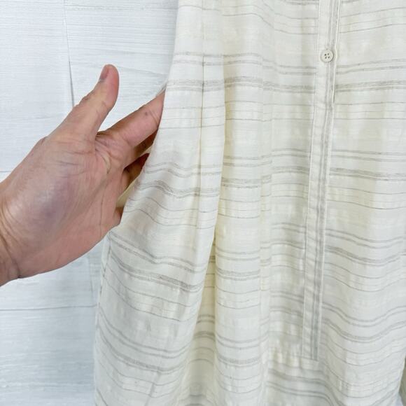 L'agence Babydoll Mini Dress Size 6 Striped Cream Linen Blend Soft Girl Feminine - Picture 8 of 16